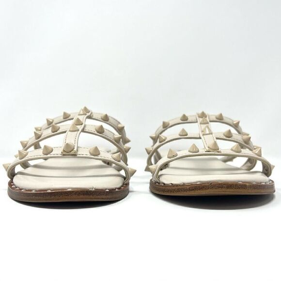 Steve Madden Muni Bone White Vegan Leather Strappy Pyramid Studded Sandals 9 - Picture 3 of 10